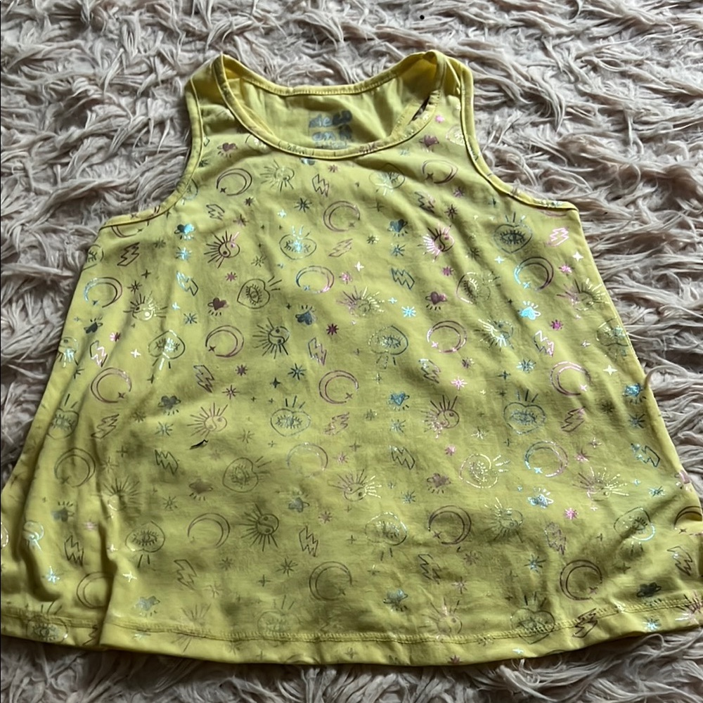 Yellow Sleep Tank Top with Celestial Print